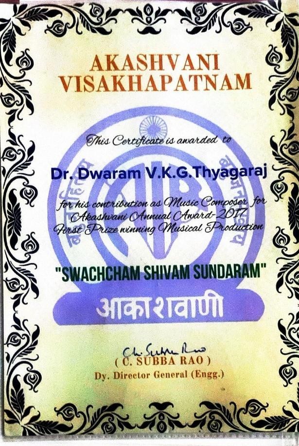 All India Radio award certificate
